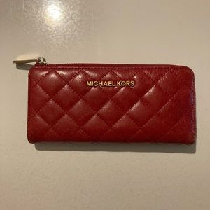 Michael Kors Red Quilted Leather Wallet